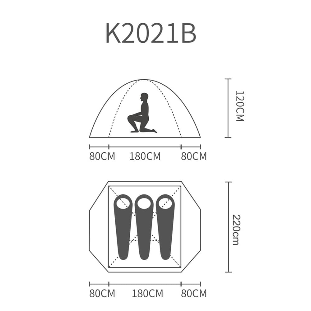 چادر کوهنوردی 3 نفره کله گاوی مدل pekynew K2021B  |دو پوش، ضدآب، مقاوم و انتخاب حرفه ای برای سفر