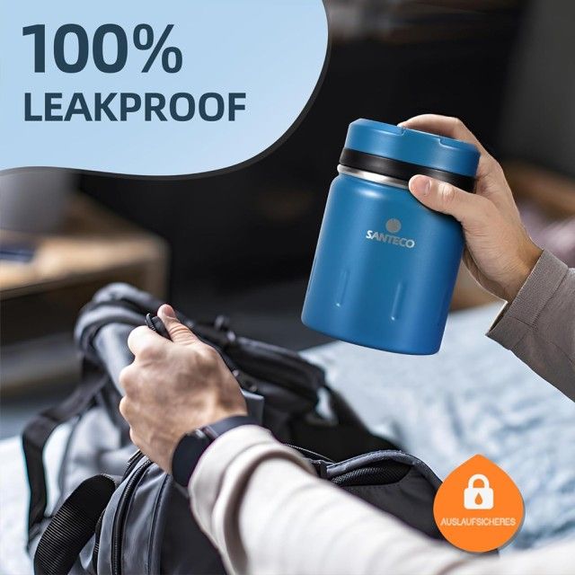 فلاسک غذای سانتکو مدل SANTECO RENA 500ML | ظرف غذای دوجداره استیل با قاشق تاشو