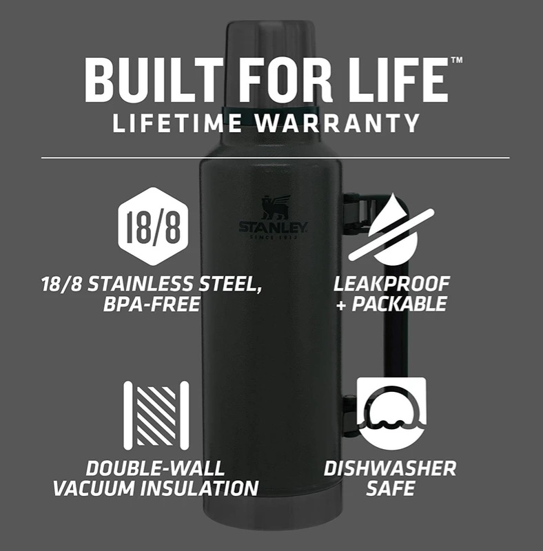 فلاسک استنلی 1.9 لیتری مدل Stanley Classic Legendary Bottle | اورجینال، عایق خلأ، حفظ دما تا 45 ساعت